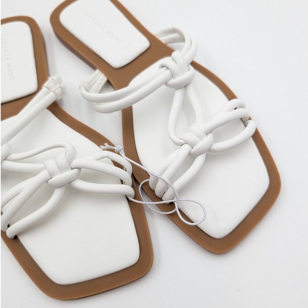 Azalea Wang Stetson Tubular Straps Knot Flat Sandals Women's White Size US8 EU39 - Picture 9 of 10